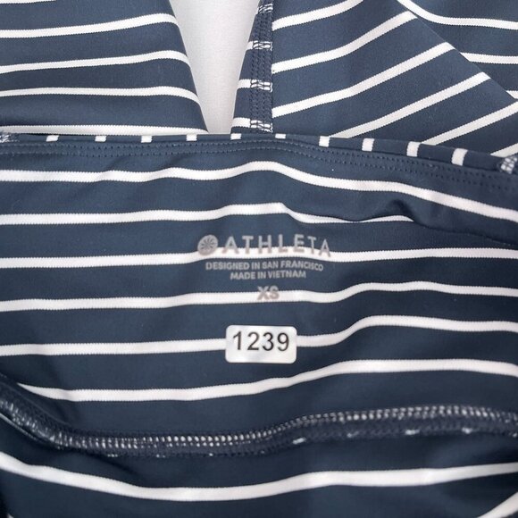 Athleta Contender High Rise 7/8 Tight Leggings Pants Striped Blue White Women XS - Picture 6 of 12
